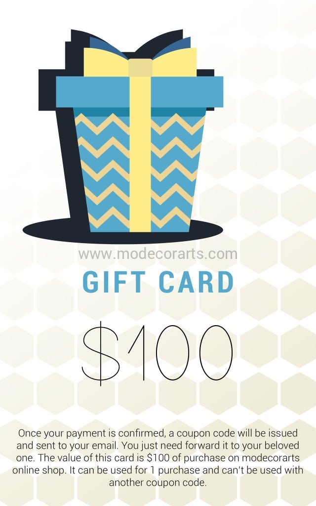 Gift Card of $100 / Gift Voucher $100 - modecorarts