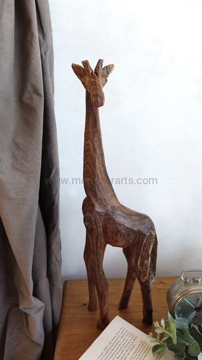 Giraffe Décor // Wooden Sculpture // Rustic Raw Finish // Unique Piece - modecorarts