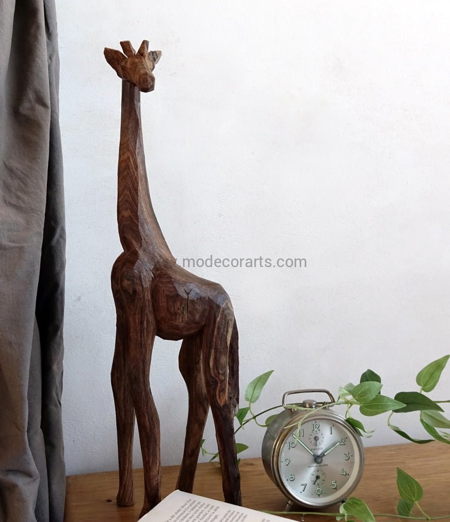 Giraffe Décor // Wooden Sculpture // Rustic Raw Finish // Unique Piece - modecorarts