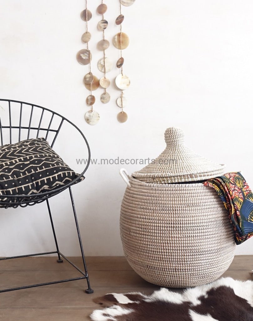 Globe Shaped Laundry Basket in plain white / African Basket - modecorarts