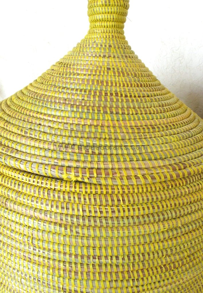 Handmade Laundry Basket (XL) in plain yellow / Laundry hamper - modecorarts