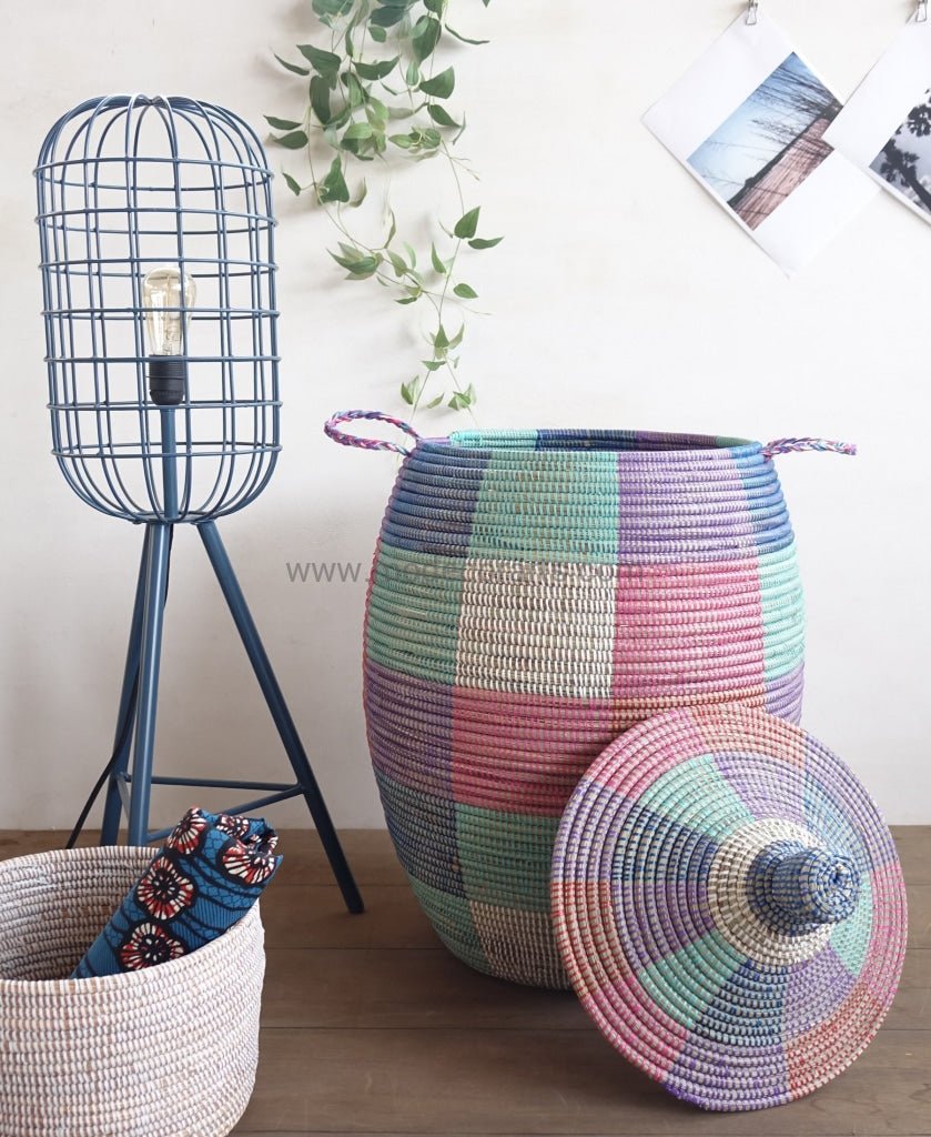 Laundry Basket in Checked Pattern (XL) / Decorative Basket - modecorarts