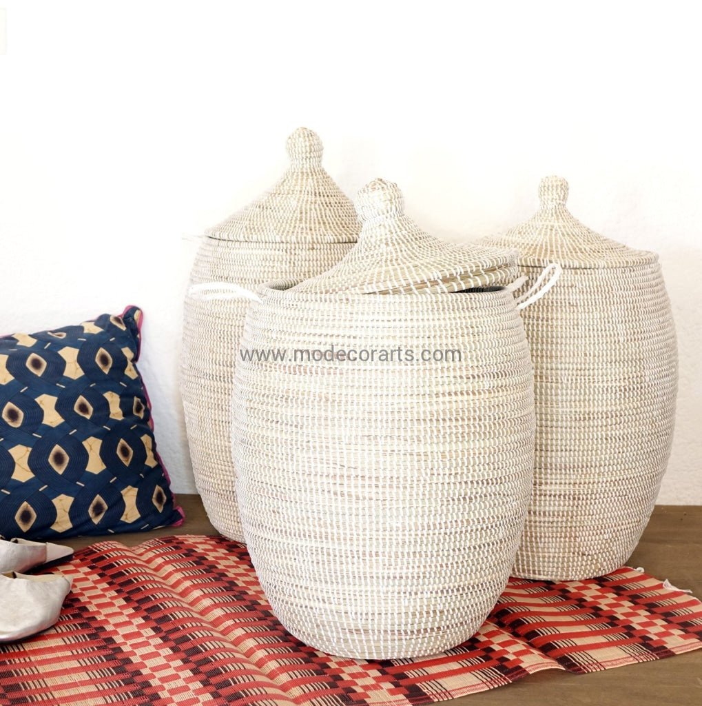 Laundry Basket (L) in plain color / African Basket / Laundry hamper - modecorarts