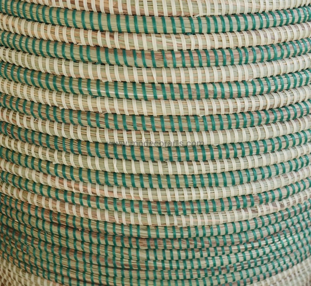 Laundry Basket (XL) in ivory & green / African Basket - modecorarts
