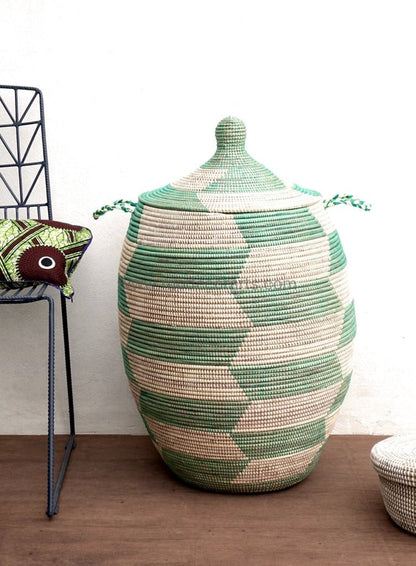 Laundry Basket (XXL) in Green & Ivory / Kids room idea - modecorarts