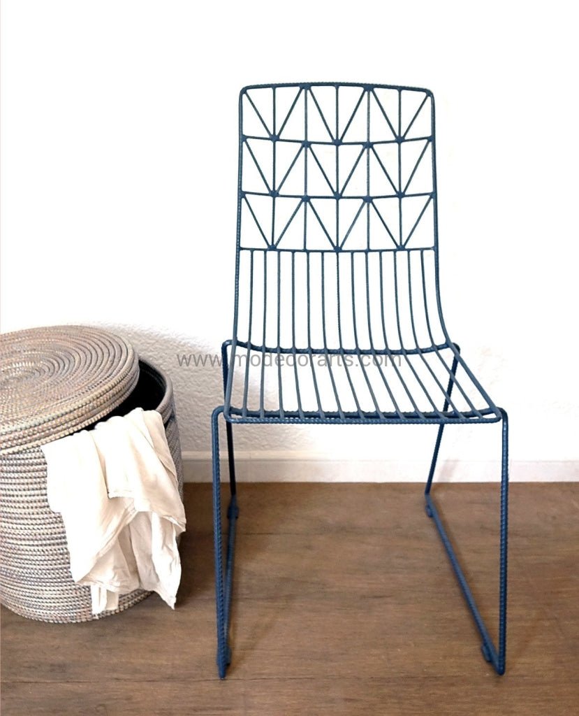 Metal Steel Garden Chair / Outdoor Furniture / Outdoor Chair in Dark Petrol Blue - modecorarts