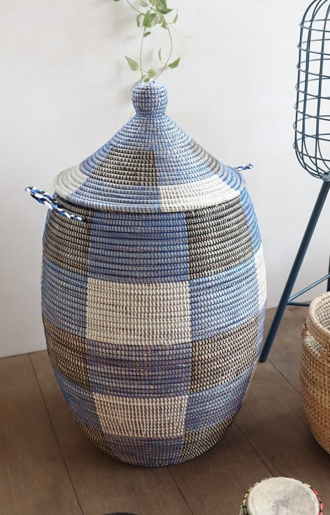 NEW | Laundry Basket in Checked Pattern (XL) / Decorative Basket - modecorarts
