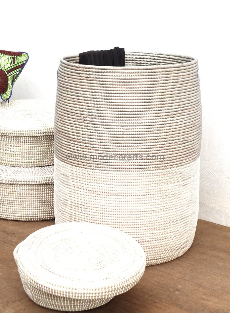 Open Basket in duo color / Gray & White / Storage Basket / Minimalist Home Decor - modecorarts