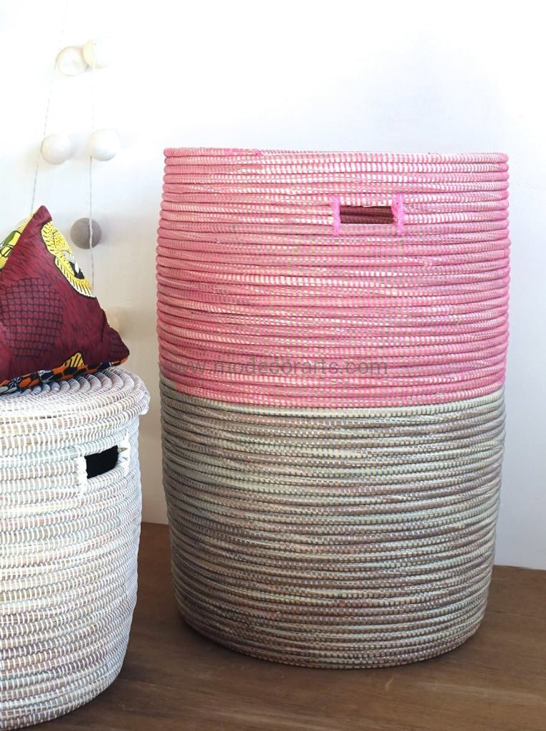 Open Basket in duo color / Pink & Gray / Storage Basket / Decluttering Solution / Apartment Idea - modecorarts