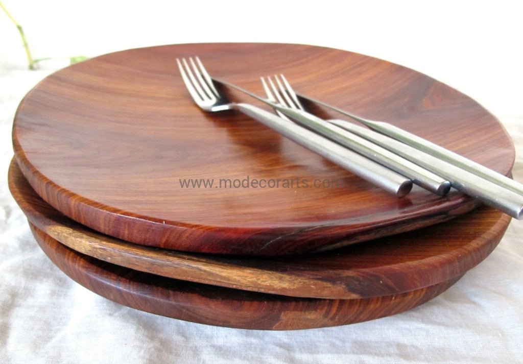 Round Wood Plate // Round plate in teak wood - modecorarts