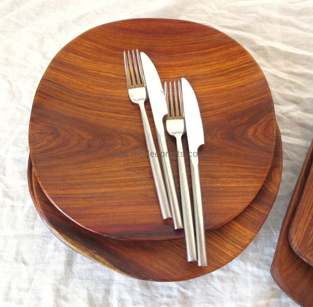 Round Wood Plate // Round plate in teak wood - modecorarts