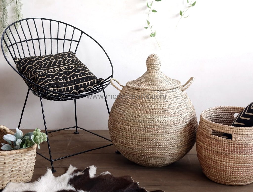S size Palm Tree Natural Basket / Storage Hamper / African Baskets - modecorarts