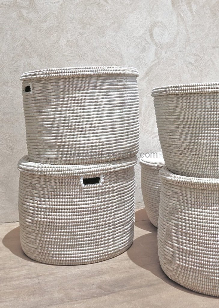SALE | Toy Storage basket with flat lid in plain white / Boho Storage - modecorarts