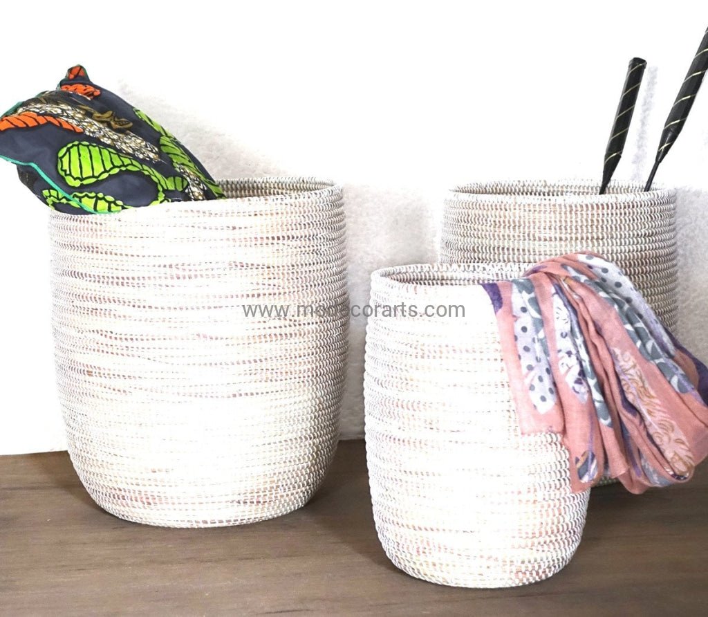 Set of 3 open baskets in plain white / Bin / Organizer - modecorarts