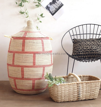Simple Brick patterned Laundry Basket (XL) / Red & Ivory - modecorarts