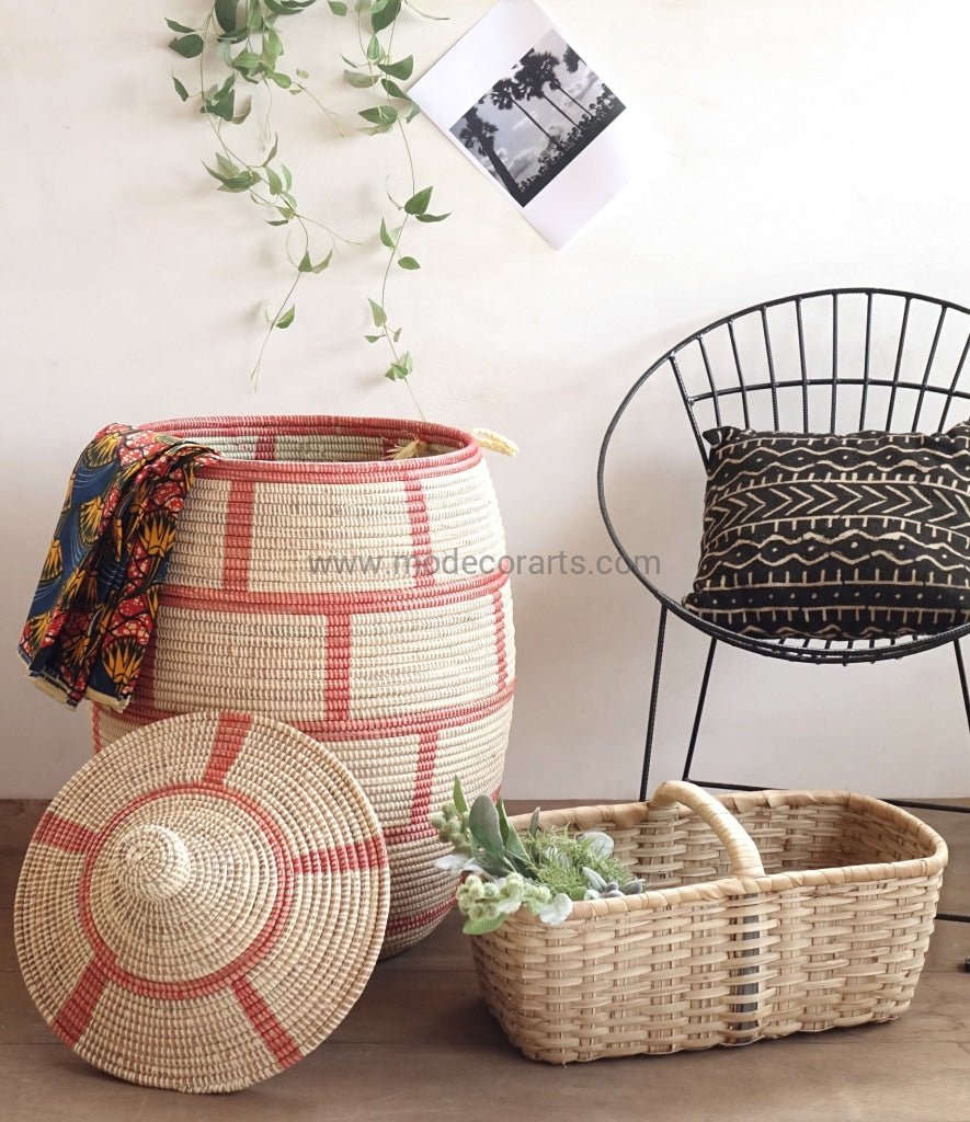 Simple Brick patterned Laundry Basket (XL) / Red & Ivory - modecorarts