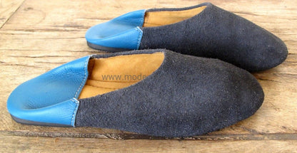 Suede Leather Shoes // 2 colored Babouche - modecorarts