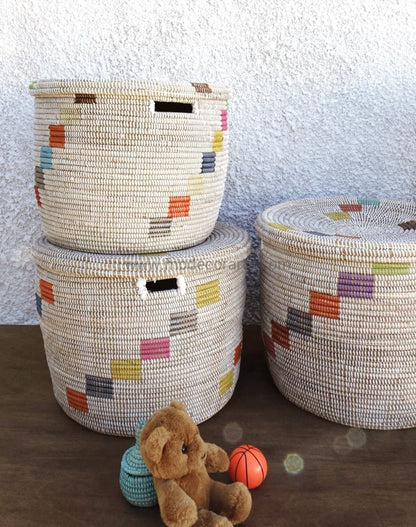 Toy Storage basket with flat lid - modecorarts