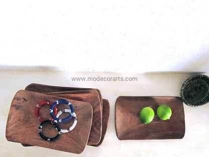 Wood Plate with rounded corners // Rectangle plate in teak wood - modecorarts