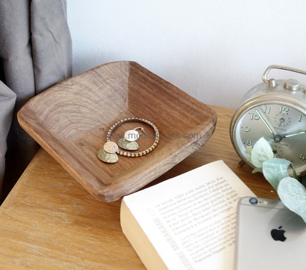 Wood Square Small Plate // Square plate in teak wood // Key & Accessories - modecorarts